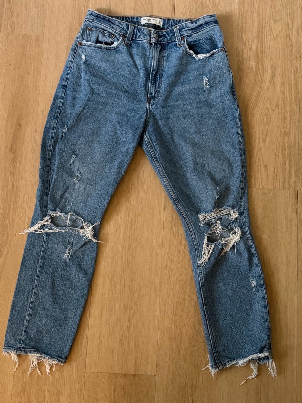Abercrombie & Fitch Distressed Light Blue Boyfriend Jeans